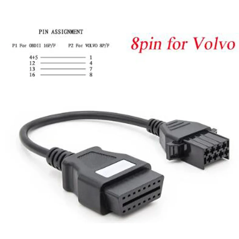 Diagnostic Tool Car Cable 8Pin to 16 Pin Cable for Volvo Vocom 88890306 Truck Heavy Duty OBD Adapter Connectors OBDII Scanner