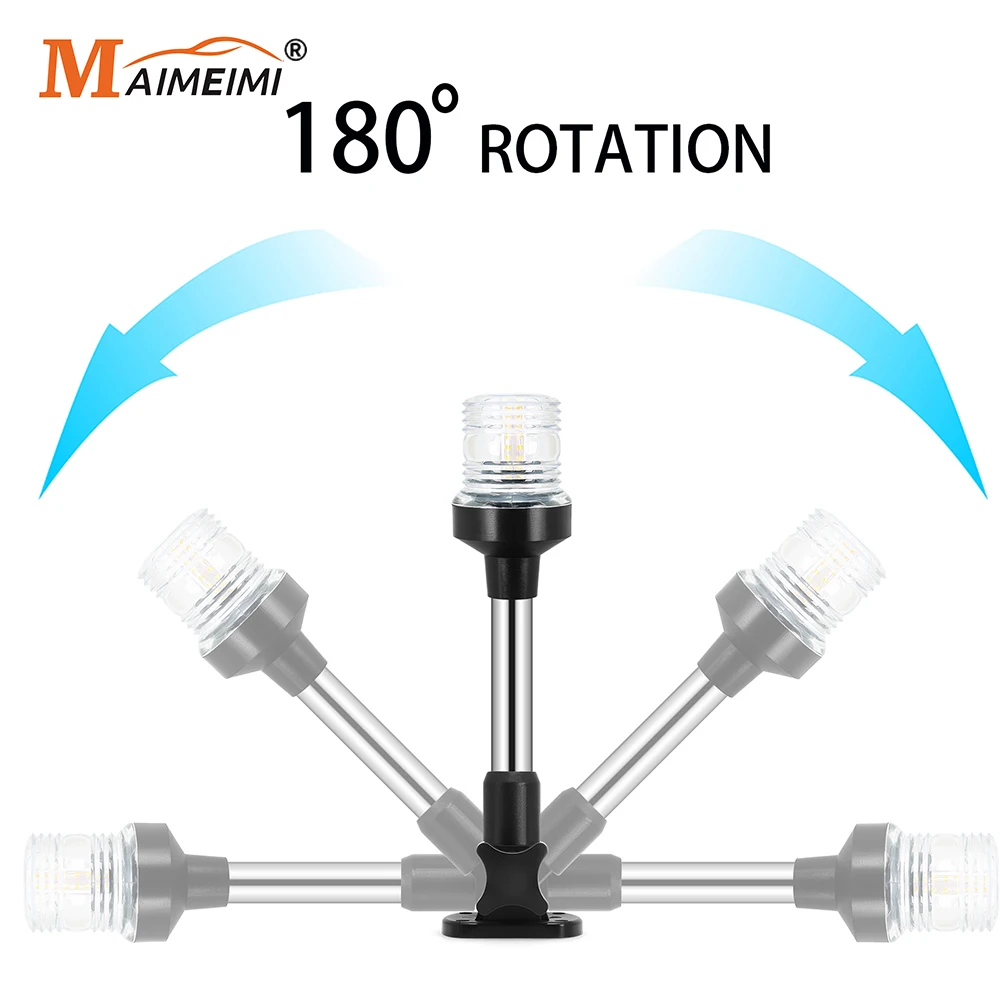 

12V 24V Fold Down Navigation Light Boat LED Sailing Signal Light Yacht Marine 180 Degree Navigation Anchor Light Waterproof
