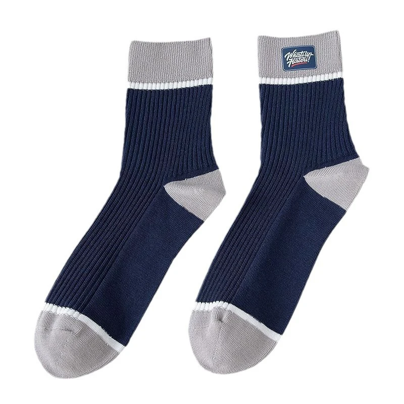 Chaussettes à rayures épaisses pour hommes, haute qualité, automne et hiver, chaussettes mi-tube, nouvelles chaussettes pour hommes, chaussettes en coton de sport EU39-45 5 paires