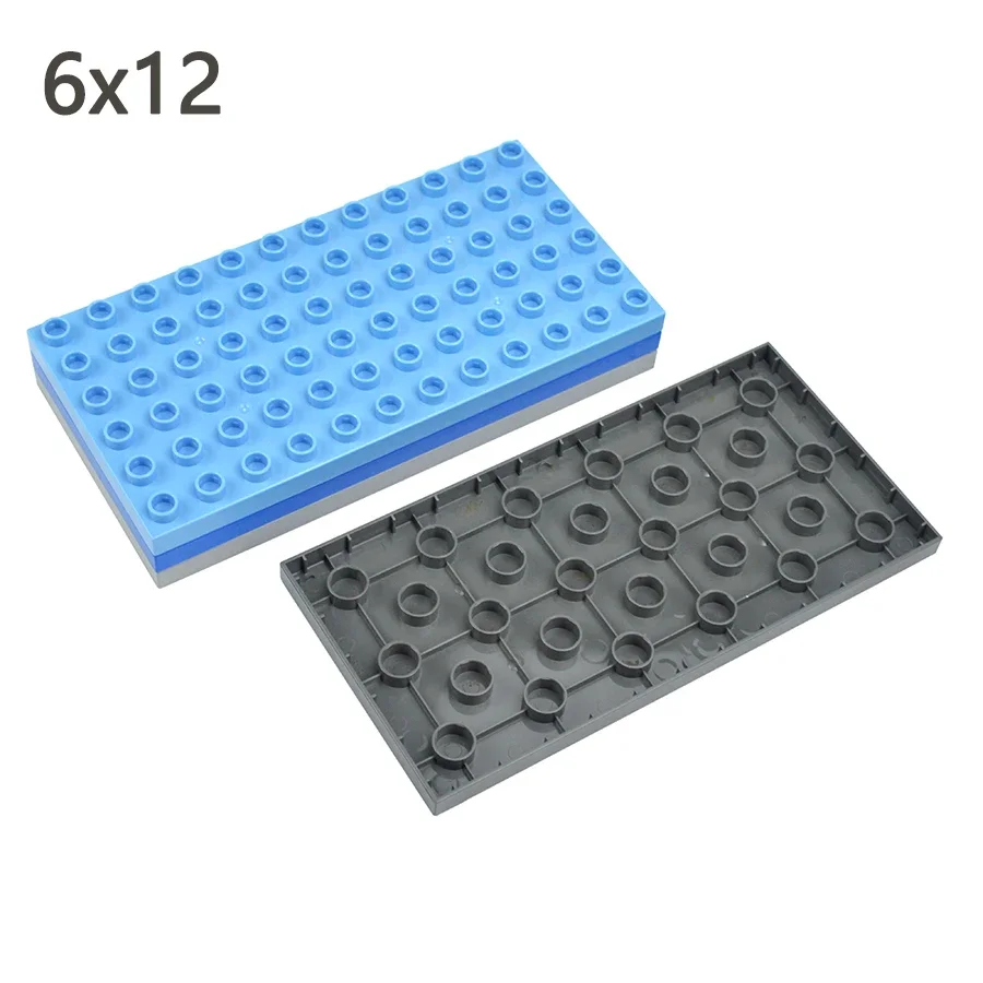 Duploes Big Size Building Blocks 6x12 Dots BasePlates Assembly Large Particles Bricks 6*12 Plate Classic Toy Duop Brick