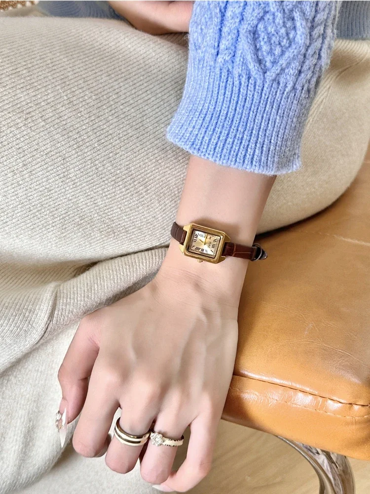 Fashion Rectangle Quartz Watch for Women Luxury Brand Roman Dial Leather Strap Ladies Watches Women's watch Relojes Para Mujer