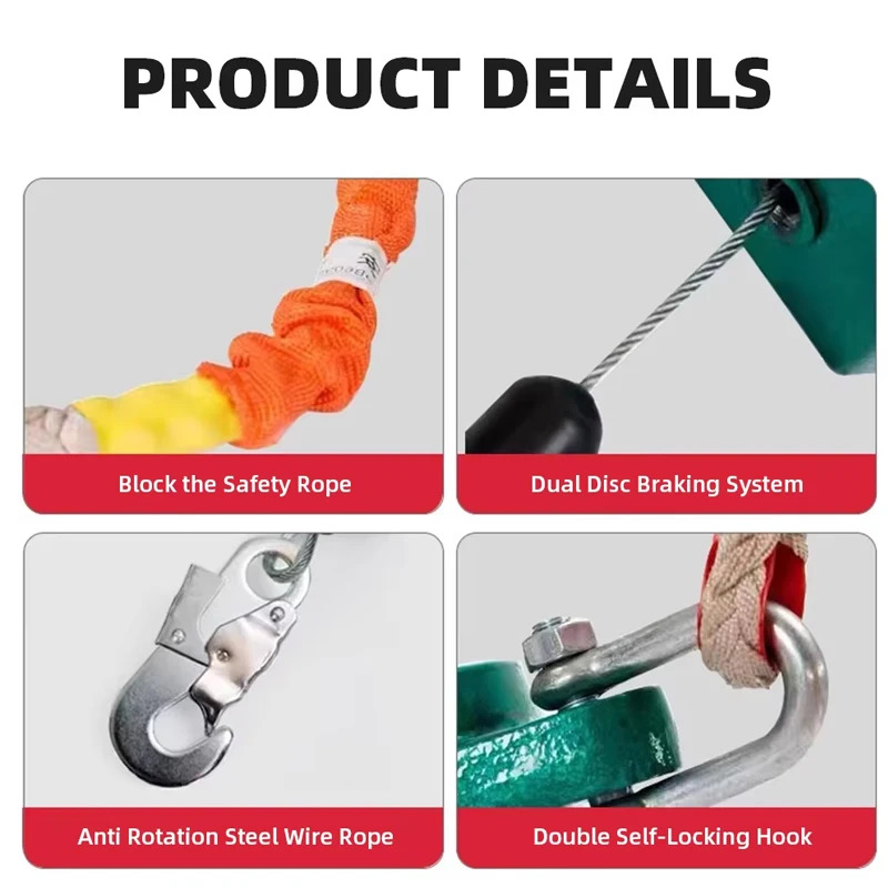 Heavy Duty Self-Locking Fall Arrester 3m/10m Speed Difference Cargo Elevator Crane Airborne Fall Protection Device for Safety