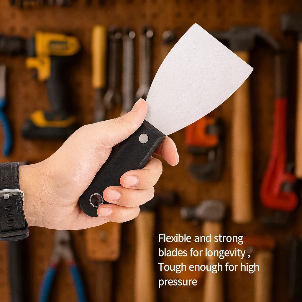 Ensemble de couteaux à mastic en acier inoxydable, Kit d'outils de grattoir Flexible pour cloisons sèches pour la réparation murale, outils de peinture, poignée souple 7 pièces