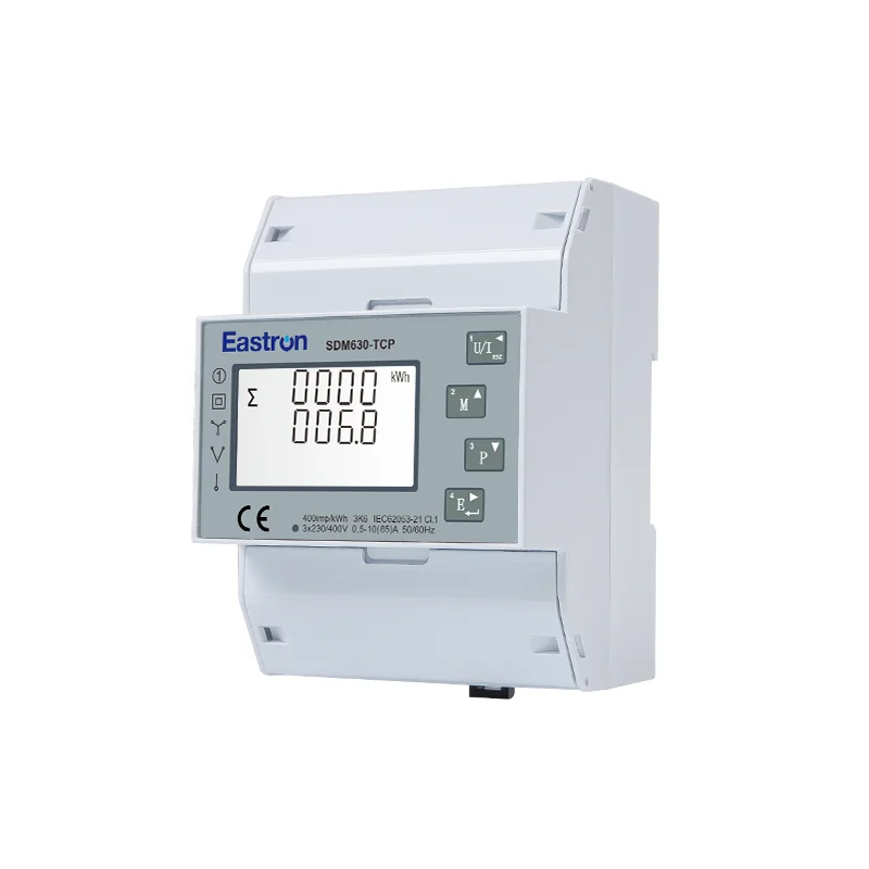 SDM630-TCP Three Phase Four Wire Din Rail Energy Meter, Ethernet TCP Communication and Pulse Output, CE Approved