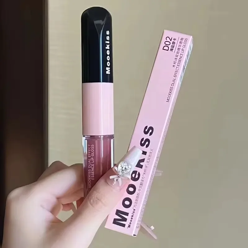 Mooekiss Double Headed Hydraterende Spiegel Gloss Langdurige Non-Stick Cup Waterdichte Hydraterende Vloeibare Lippenstift Natuurlijke Make-Up