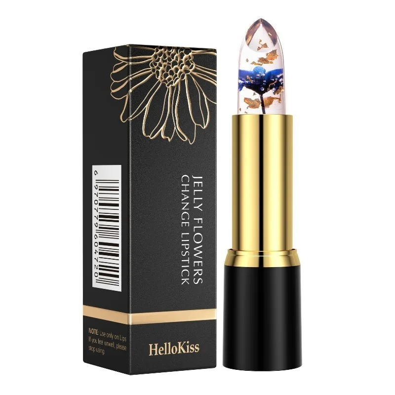 Luxuriöser, farbwechselnder Lippenstift mit Goldfolien-Gelee-Blume, feuchtigkeitsspendender, langanhaltender, nährender Lipgloss für den ganzen Tag