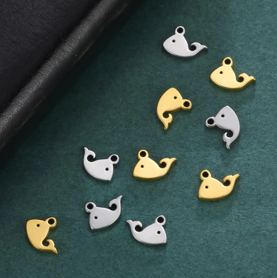 20pcs Stainless Steel Charms Whale Dolphin Charm for Bracelets Pendant Necklace Earrings Accessories Wholesale Supplies F0975