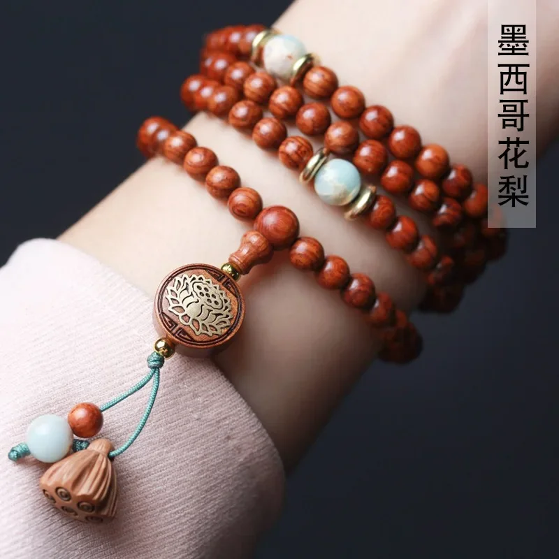 Mexico rosewood lotus bracelet bracelet string 0.6*108 men and women's style literary rosary ornament manufacturers