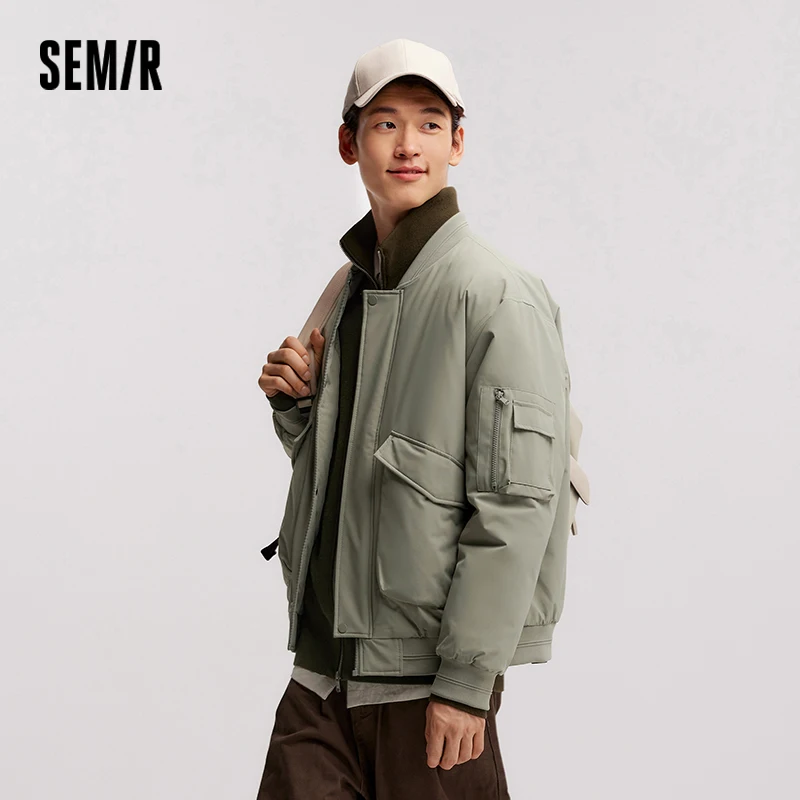 Semir Cotton-Padded Jacket Men 2024 New Winter Thickened Pilot Jacket Men's Cotton-Padded Clothing Three-Resistant