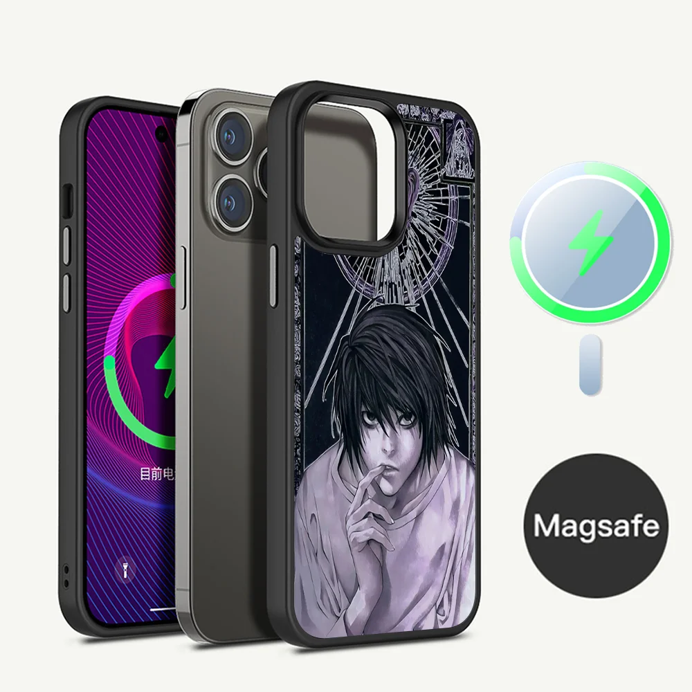 Etui magnetyczne na telefon Hot Anime D-Death N-Note do iPhone'a 16 14 13 12 11 15 Pro Max Plus do Magsafe Wireless Charge Cov