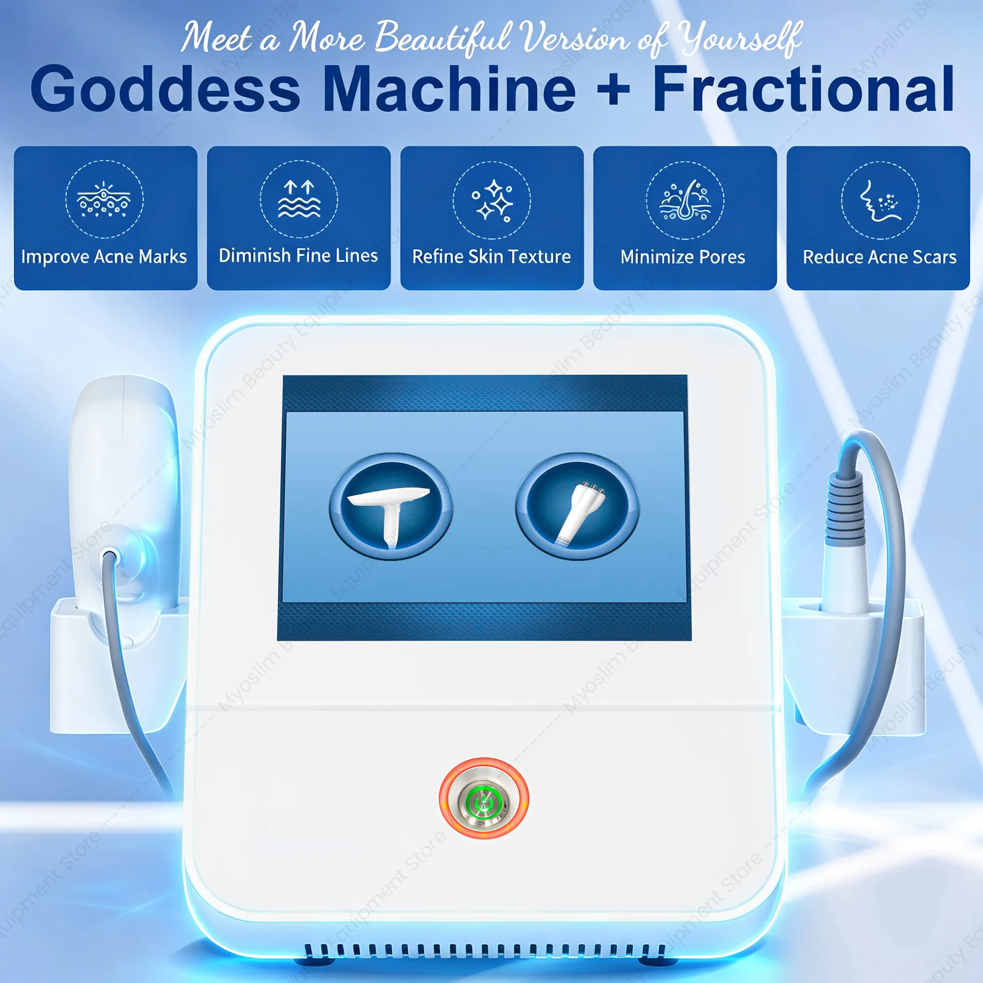 Salon 2‑in‑1 Goddess RF Fractional Machine 4 Replacement Needles Skin Rejuvenation Scar Wrinkle Remove Skin Care Equipment
