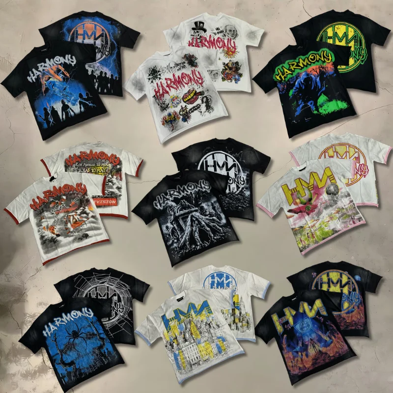 

Summer Retro Spider Pattern Printed T-shirts Women's Men's Hip-hop Street Casual Daily Short Sleeve Tshirt