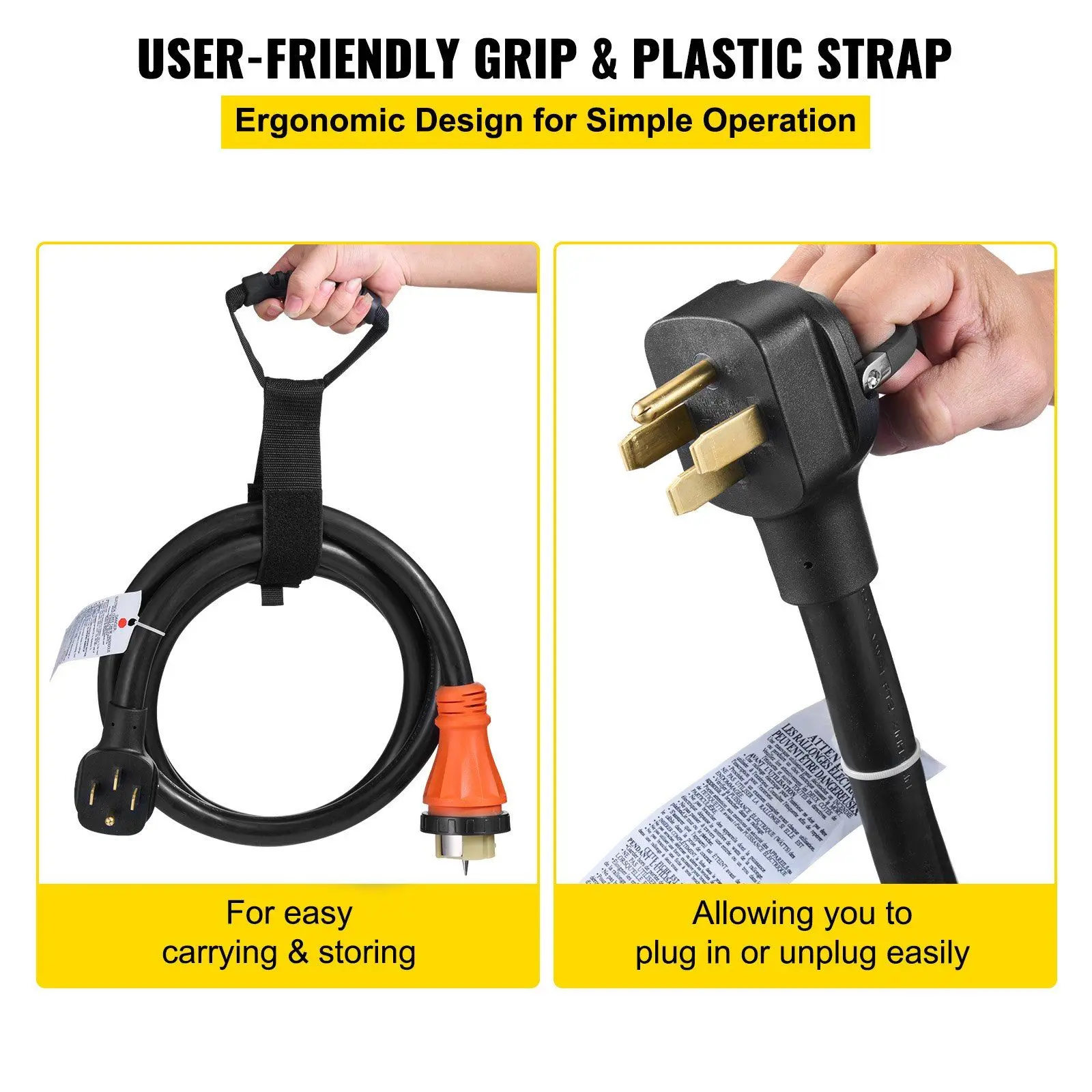 15FT Power Generator Extension Cord 12000W 125/250V Strap SS2-50R/CS6375 Style Inlets Cable 50AMP Plug Pin RV Electrical Systems - view 5