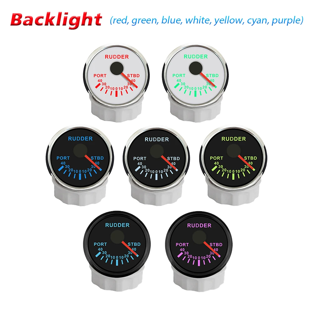 

Rhaxel Universal 52mm Rudder Angle Indicator Gauge Meter 2'' with Sensor 0-190ohm Signal with 7 Colors Backlight for Vessels
