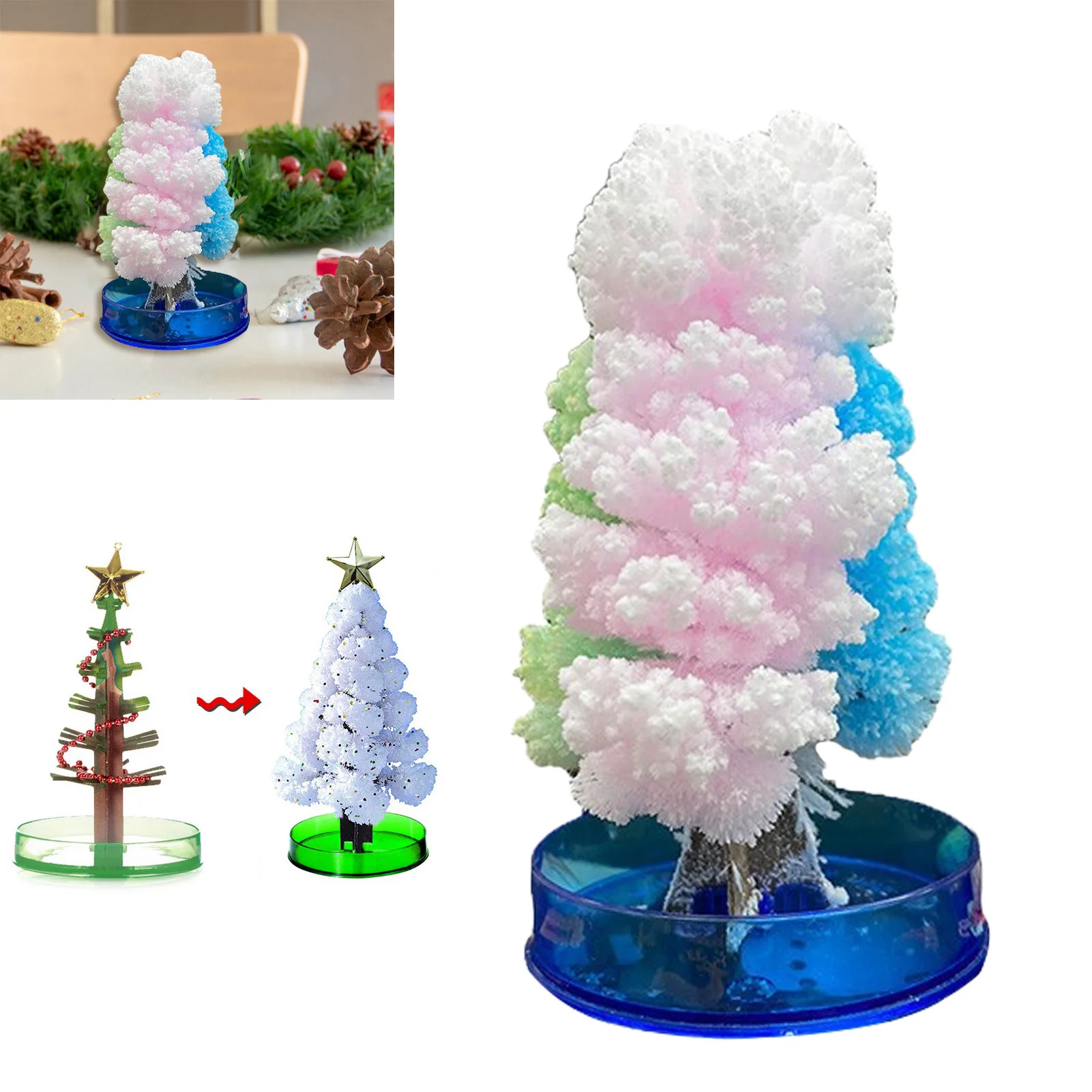 Magic Christmas Tree Magical Growing Tree Crystal Sakura Mini Tree Paper Tree Blossoming Xmas Gift Educational Toys DIY Kid Toy