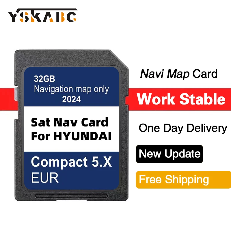 

Navigation GEN5 SD Card for Hyundai i10/i20/i30/i40/Kona/Santa/Tucson Compact 5.X RUR Update 2024 Sat Nav Map EU 32GB GPS