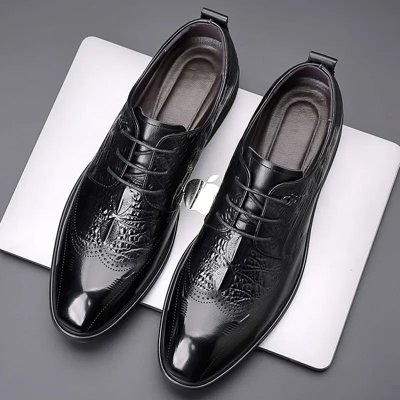 

Men's Formal Business Casual Men's Cow Leather Shoes Spring Breathable Lace-up Man Wedding Shoes Fashion Elegant 2025 New
