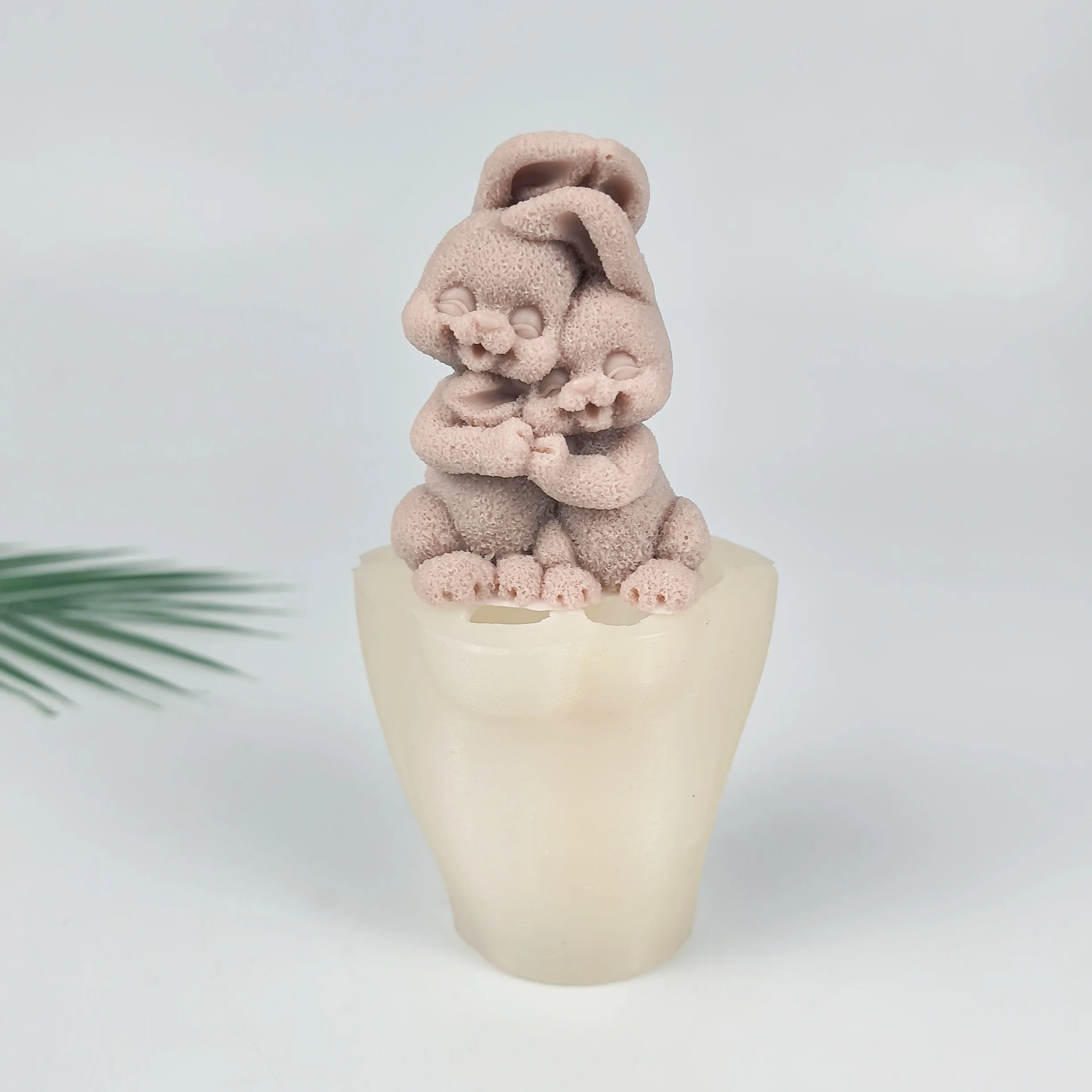 

3D Animals Mold Twin Rabbits Moulds Silicone Bunny Candle Soap Molds Clay Resin Decor Wedding Birthday Candles Handmade DW0737