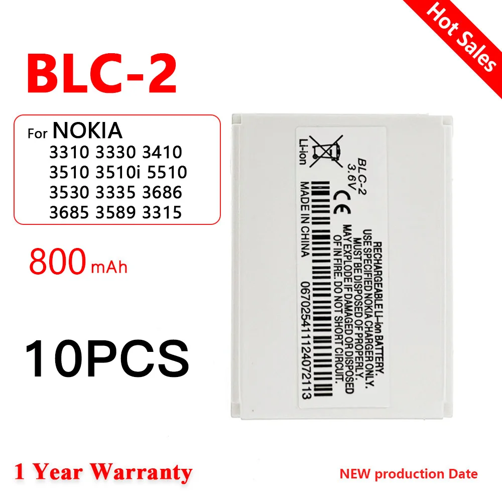 

BLC-2 BLC 2 BLC2 3.6V 800mAh Phone Battery For Nokia 5510 6650 6800 3310 3315 3330 3335 3350 3510 3530 Replacement Cell Batteria