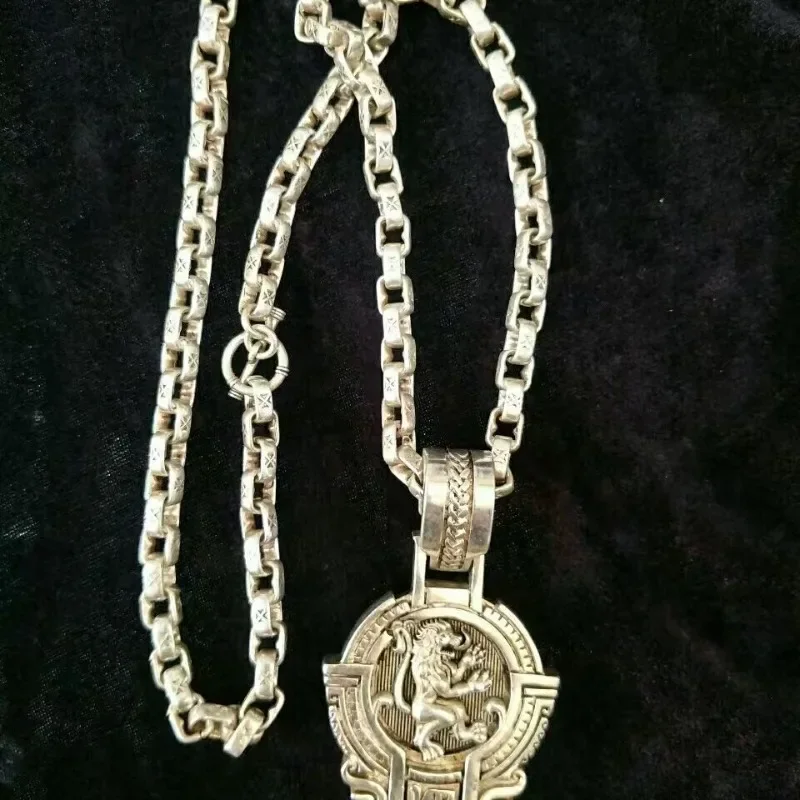 الصين التبتية الفضة العرقية نمط الأسد قلادة قلادة الأزياء والمجوهرات شخصية الرجال والنساء تميمة هدية #6