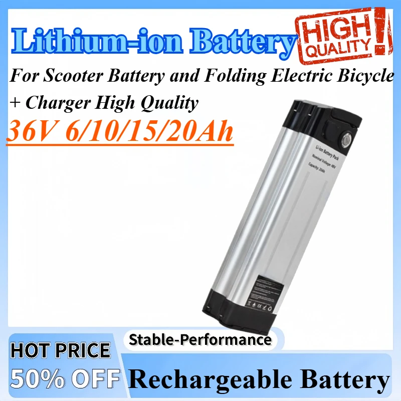 

36V 6/10/15/20Ah Rechargeable Lithium-ion Battery For Scooter Battery and Folding Electric Bicycle + Charger High Quality