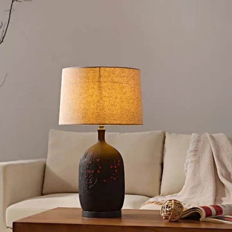 

Pottery desk lamp creative art zen style fabric desk lamp