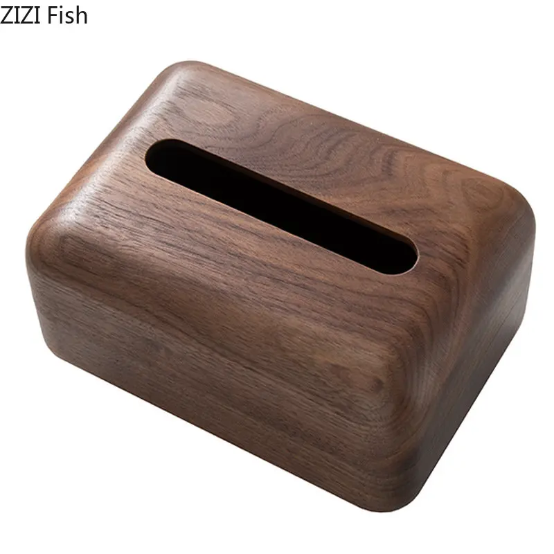 Magnetic Suction Type Walnut Wood Tissue Boxes Minimalism Paper Towel Case Coffee Table Desktop Removable Tissue Box Holder