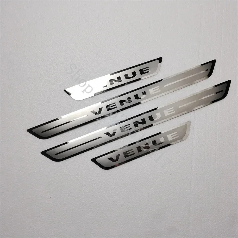 For HYUNDAI VENUE 2019~2024 Stainless Steel Door Sill Scuff Plate Stickers Protector Guard Welcome Pedal Threshold Car Stylin