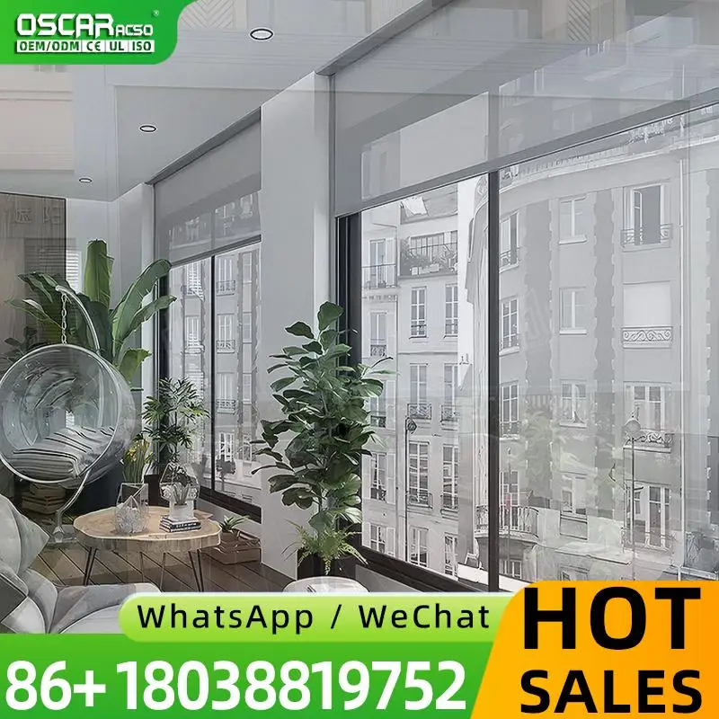 Automated Motor Drive Vertical Glide Side Zip Rail Windproof Drape Door Window Blackout Indoor Roller Shade Smart Silent Home Of