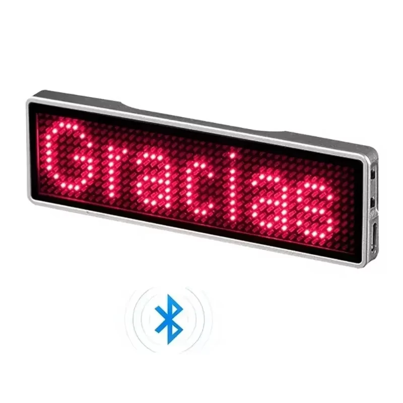Bluetooth-compatible LED Name Badge DIY Programmable Scrolling Message Board Mini LED Display HD Text Digits Pattern Display