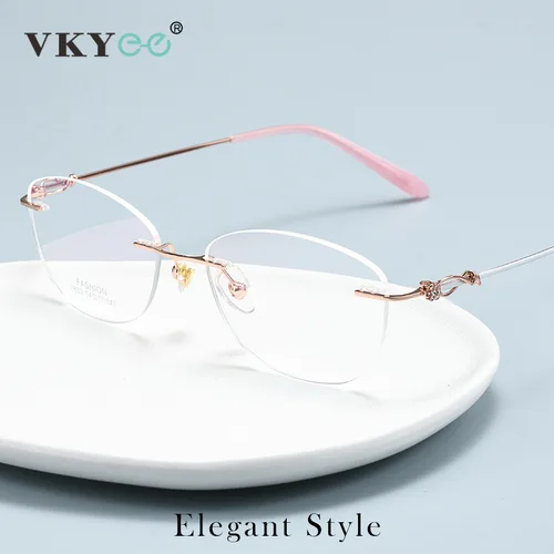 Imagen 1 del producto VICKY, nueva moda, gafas para miopía sin montura, diseño Simple personalizado, gafas ópticas para mujer, prescripción personalizable 2803Q