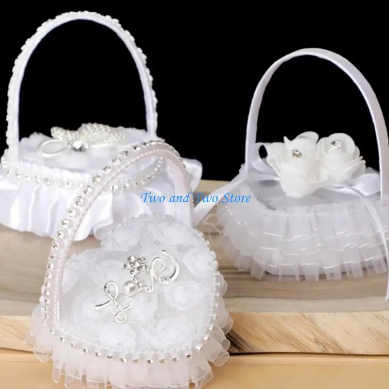 HX6F Portable Rings Holder Case Bride Proposal Accessories Lace Design Rings Pillow Box