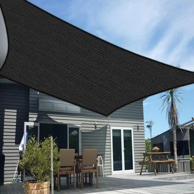 Waterproof Sun Shade Sail Black Shade Cloth Sunblock Mesh Cover Breathable Fabric UV Block Canopy For Gardens Courtyards Pools