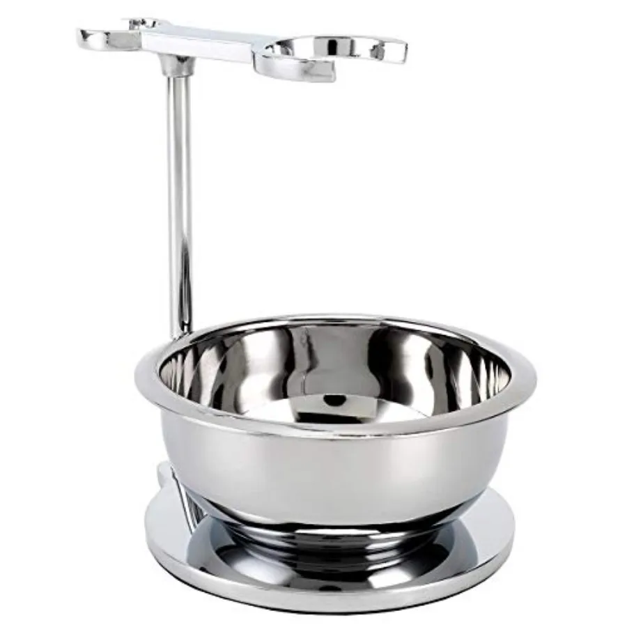 

Deluxe Heavyweight Shaving Brush Razor Stand with Unbreakable Stainless Steel Shaving Bowl Set, Compatible with Gillette Fusion