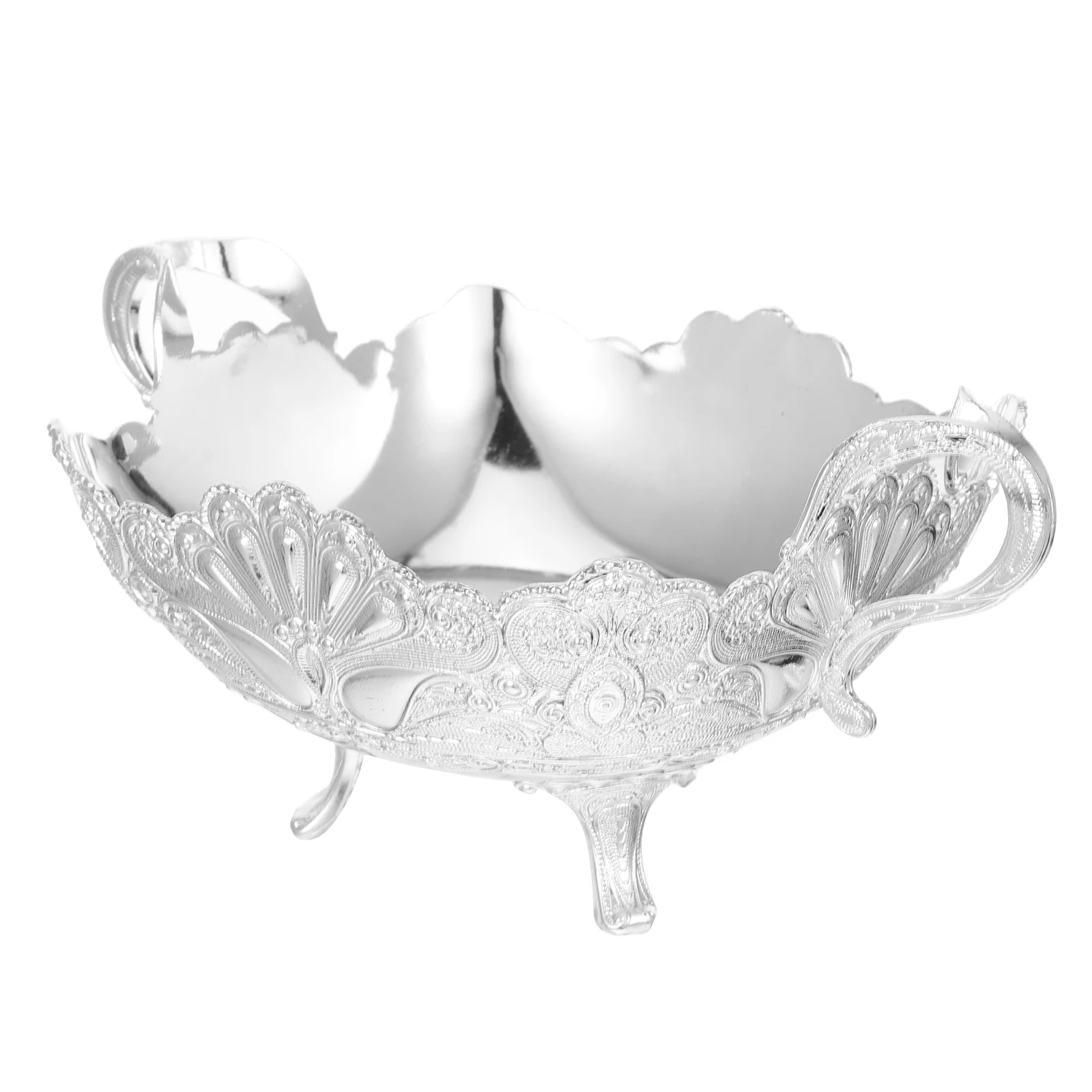 

Fruit Tray Bowl Silver Footed 47x71x34 Inches Metal Dishes Pedestal St Centerpiece Fruit Holders Countertop Party