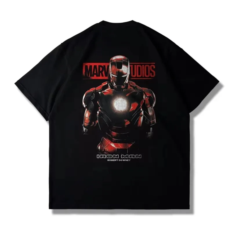 Camiseta de Verano 2026 de Iron Man de Marvel Studios, Camiseta con Gráfico de Superhéroes de los Vengadores, Ropa Urbana de Algodón Grueso para Hombre y Mujer