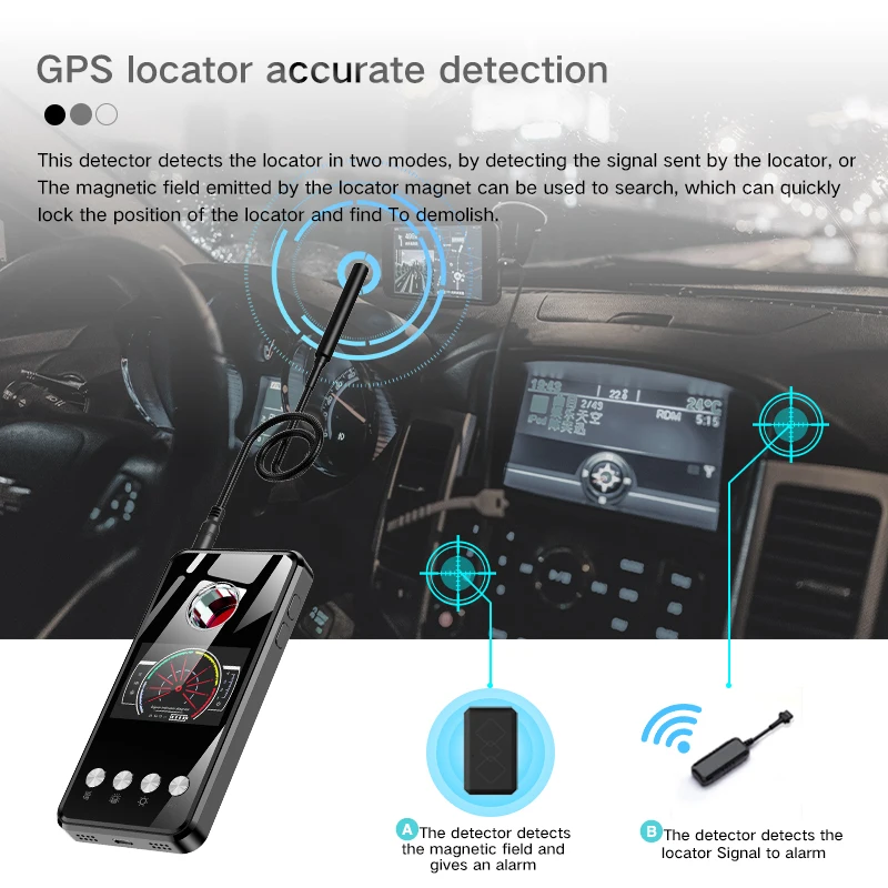 Imagem -05 - Mini Anti Espião Câmera Escondida Detector de Sinal sem Fio Infravermelho wi fi Micro Phinhole Cam Scanner Gps Rastreador Localizador Rádio Led Alarme