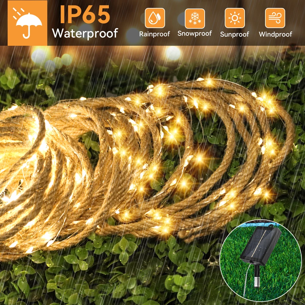 100-200 LED Solar Light Outdoor Garden Fairy String Light 8 Modes Led Twinkle Waterproof Lamp for Christmas Patio Tree Party