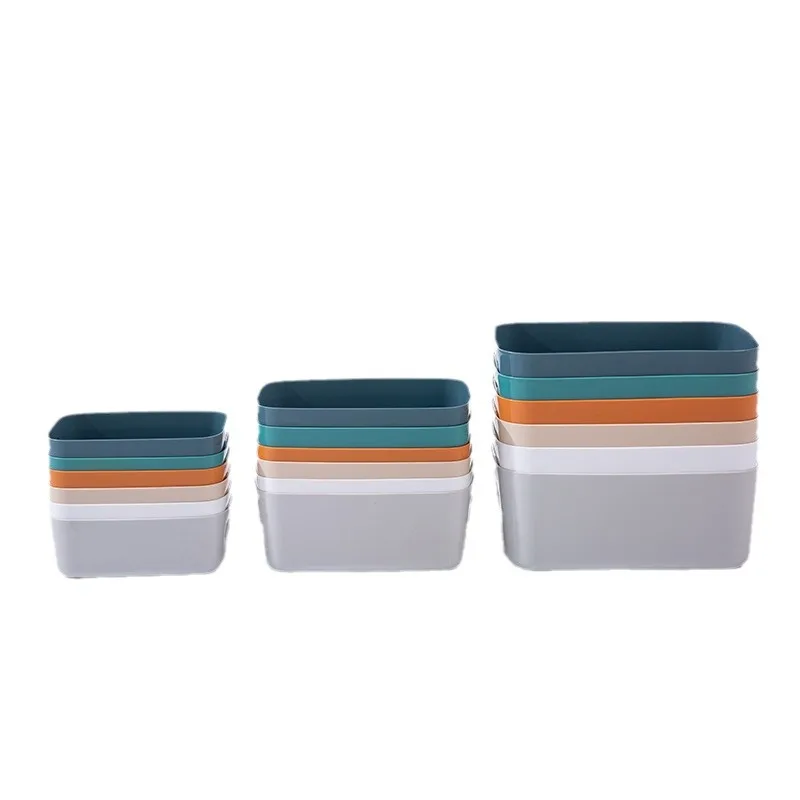 Cesta de Almacenamiento de Plástico para Escritorio, Organizador de Caja para el Hogar, Oficina, Cocina, Dormitorio y Accesorios de Acabado Cosmético