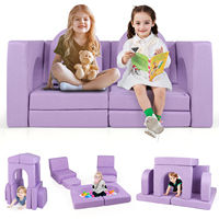 Children's Sofa 8-Piece Foam building blocks Play Sofa with Comfortable Suede fabric, Children's Modular Play Sofa to Play