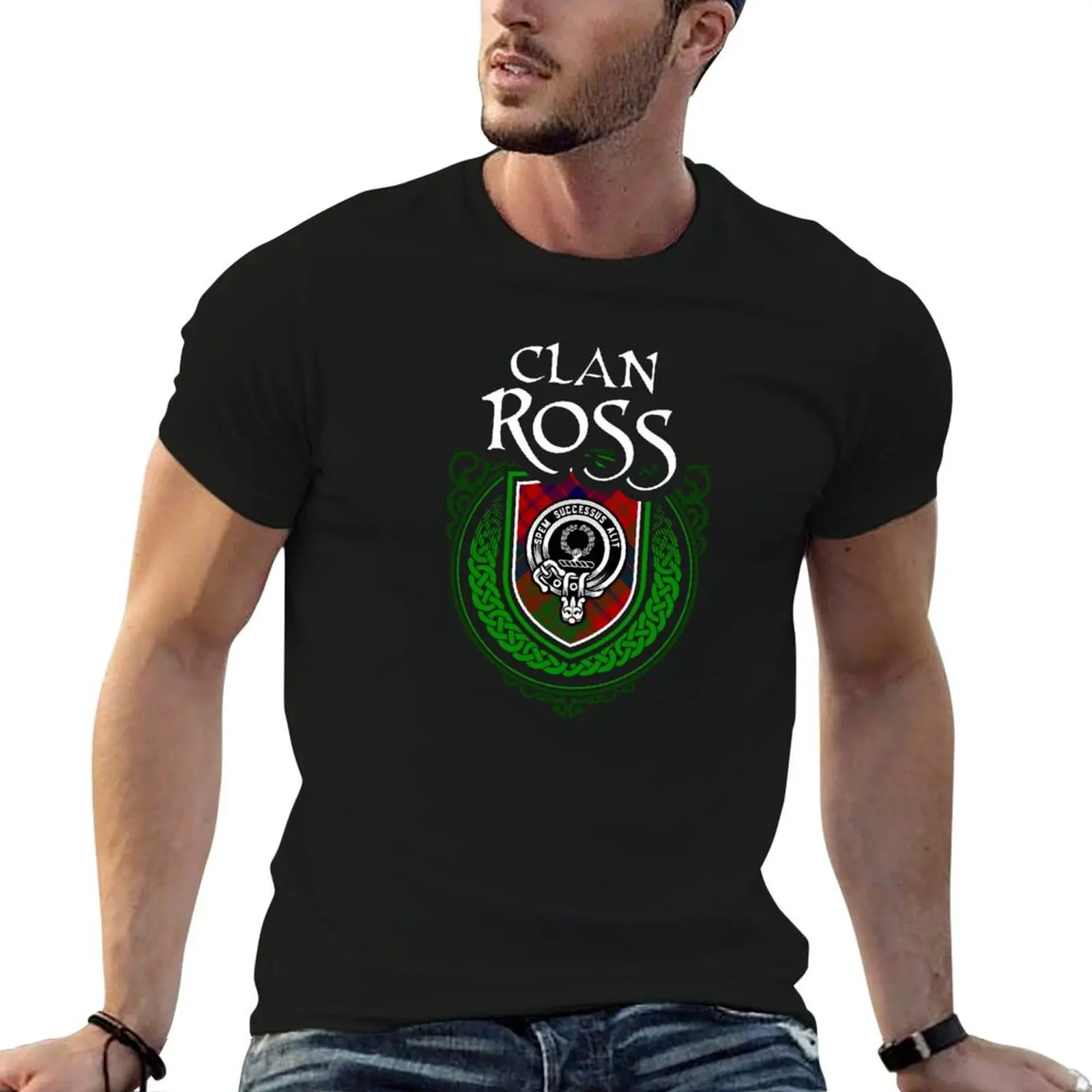 

Ross Surname Scottish Clan Tartan Crest Badge T-Shirt man t shirt luxury t shirt man casual T-Shirt