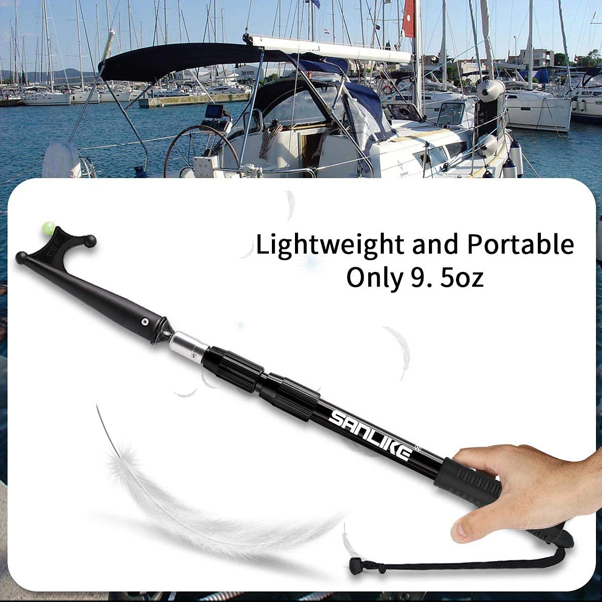 SANLIKE Boat Hooks for Docking Telescoping Pole Hook Telescopic Boat Pole With Luminous BeadLight Weight Floating Boat Part