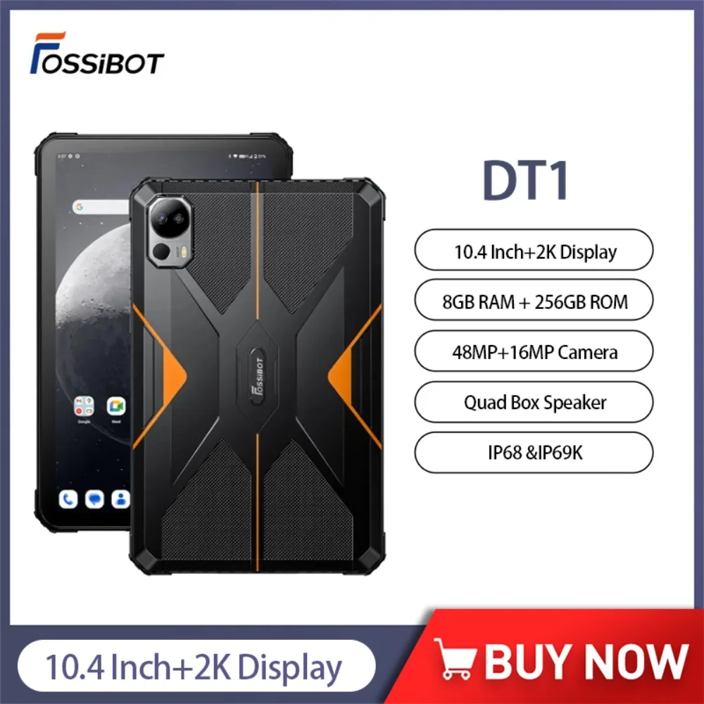 Fossibot-tablet Pad Robusto Versão Global Tablets pc Dt1 8gb 256gb 11000mah Andróide 13 10.4 Polegada 2k 4g 18w Carga Rápida