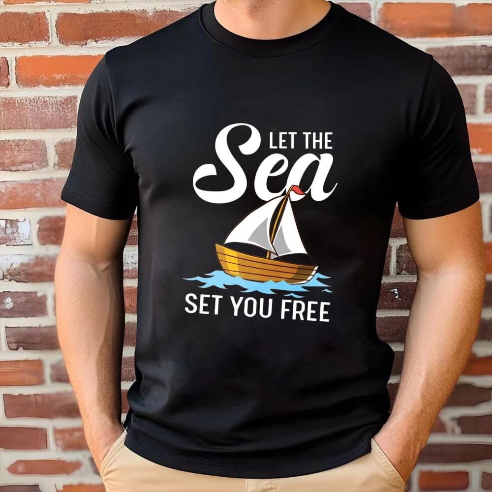 Sailing Cotton T-shirt Gift for Sailor Sea Lover Tees Ocean Sweatshirt Men Sailboat Shirt Women Boat Owner Gift Nautical Tee Top