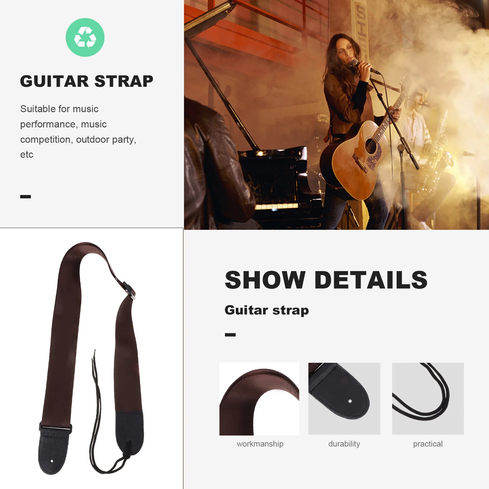 

Shoulder Strap Guitar Musical Instrument Accessories Belt Sling Brown Ukulele Parts