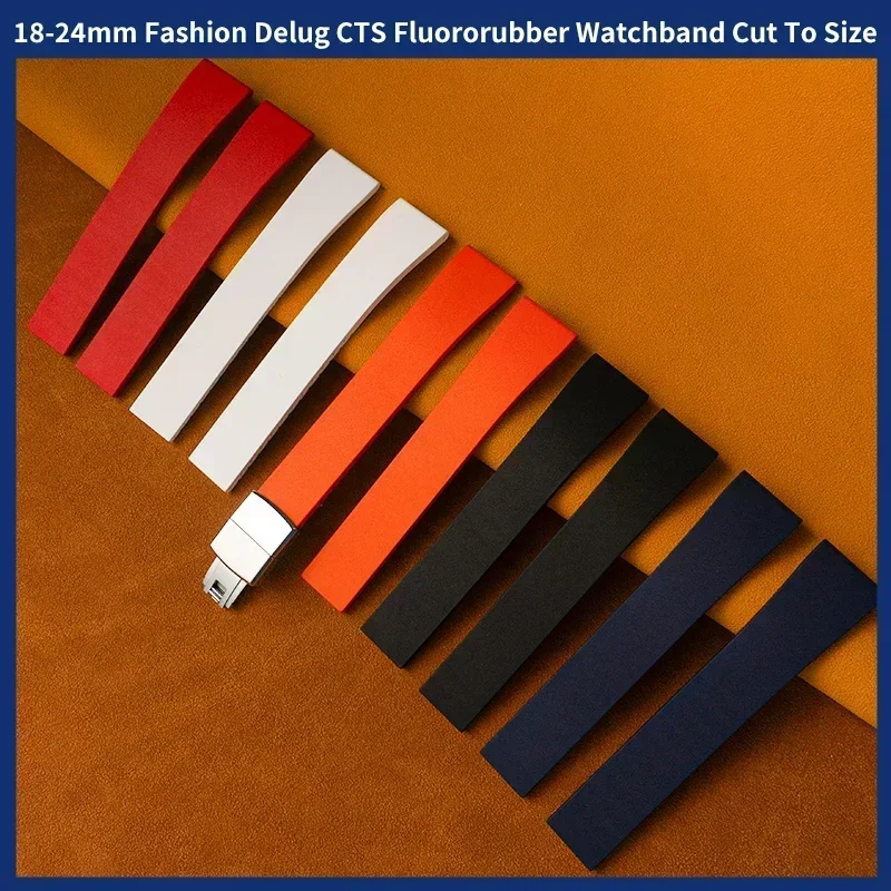 

Cut to Size Fluororubber Watch Band Fashion Quick Release Flat-end Universal CTS FKM Rubber Watch Strap 18mm 19mm 20mm 21mm 22mm