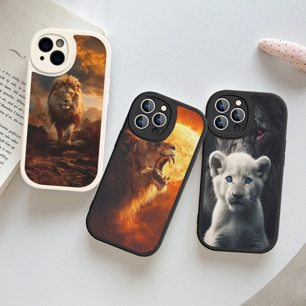 

The Lion Phone Case Hard Leather For IPhone 16 15 14 13 12 Mini 11 14 Pro Max Xs X Xr 7 8 Plus Fundas