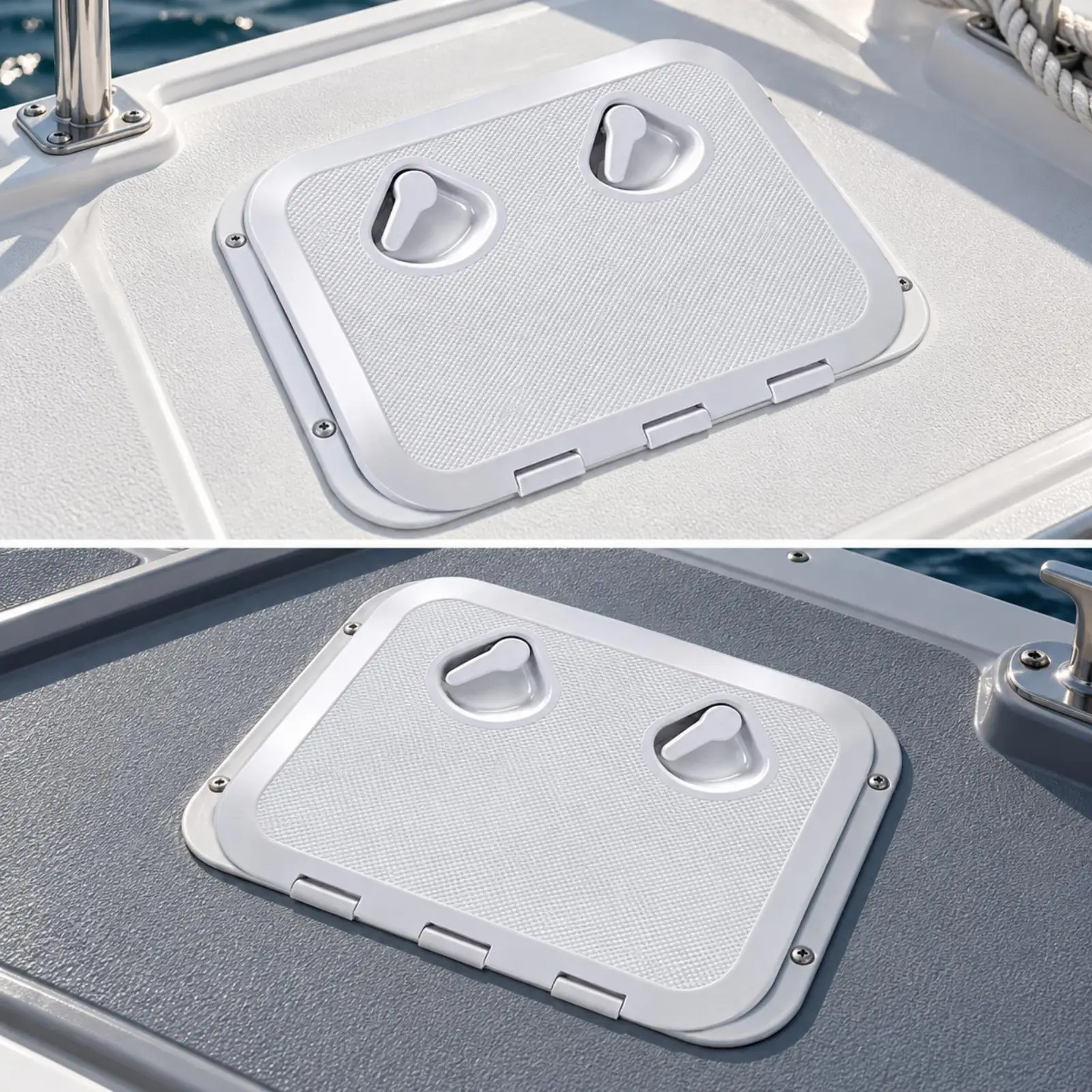 ABS Boat Deck Hatch Cover with Hinges for Marine Yacht Storage Access Lid Textured Rounded Corner Design view 4