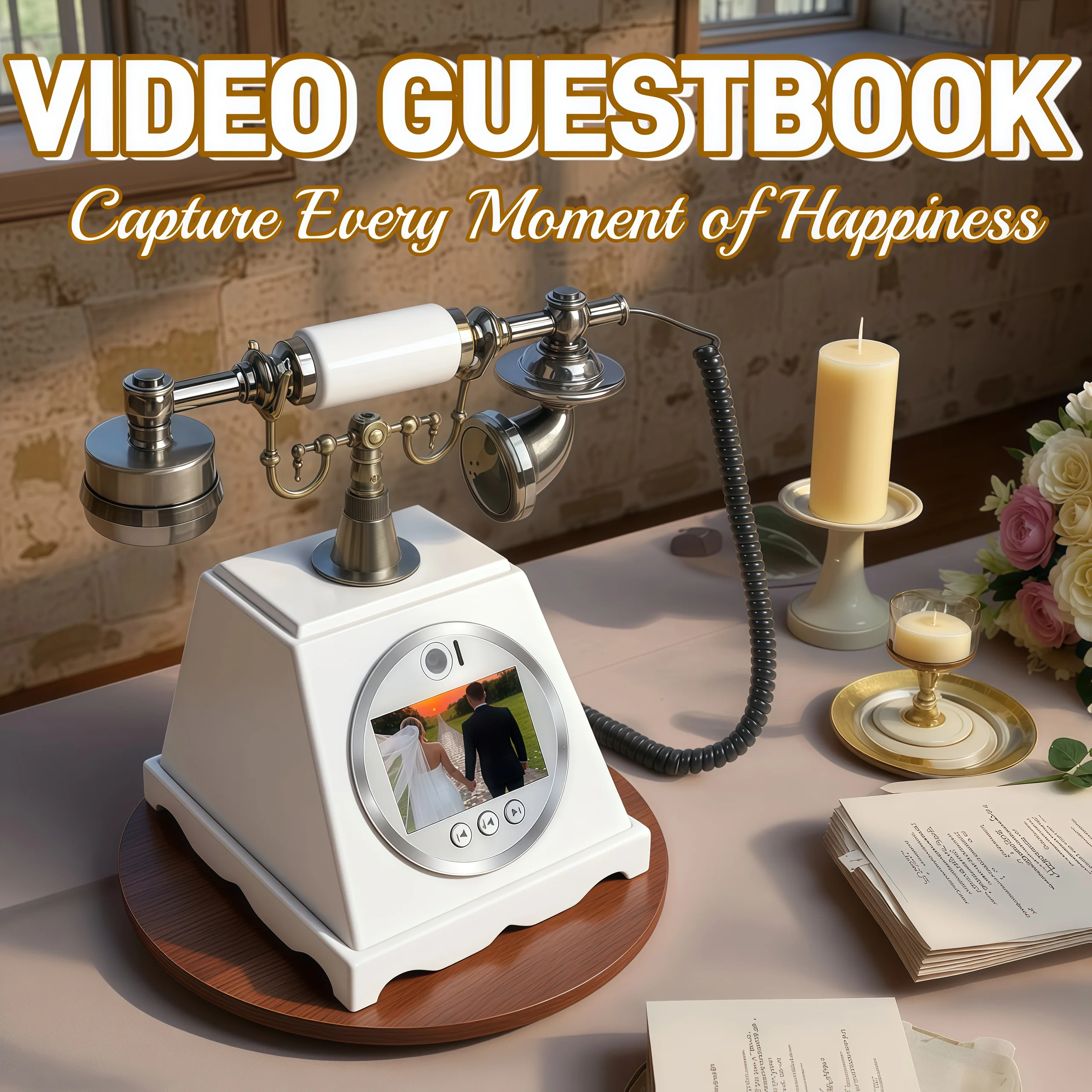 Voice Recorder Guestbook for Weddings Audio Retro Guest Book with Vintage Design Anniversary Keepsake Gift to Record Blessings