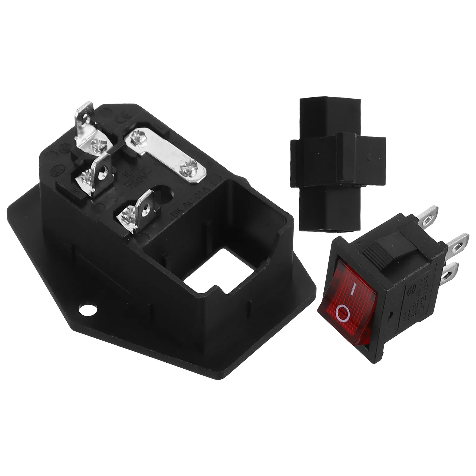 2Sets Red Light Power Socket Switch Outlet Rocker Switch Fuse Safety Protection Home Office Power Socket Accessories